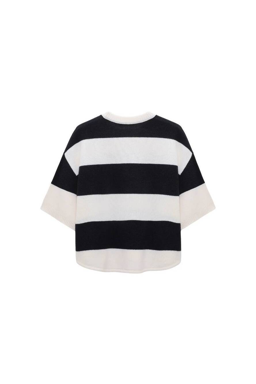 NEW DOROTHEE SCHUMACHER modern statements pullover top in white/ navy - Picture 3 of 3
